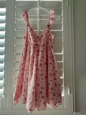 Pink Floral Ruffle Strap Sundress